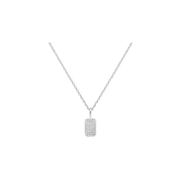 Sterling Silver Petite Pave Pendant Necklace Erickson Jewelers Iron Mountain, MI