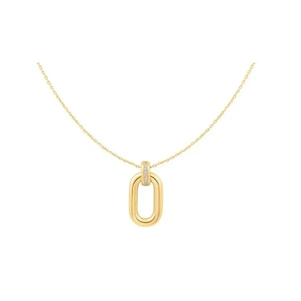 Sterling Silver with Yellow Gold Plating Oval Hoop Pendant Necklace Erickson Jewelers Iron Mountain, MI