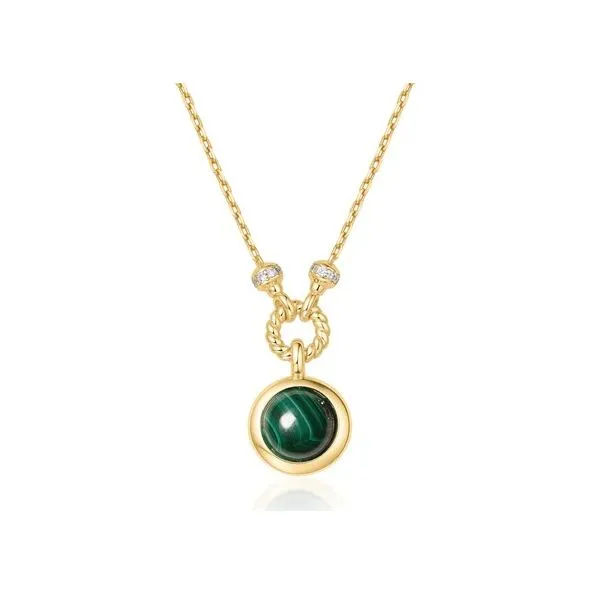 Sterling Silver with Yellow Gold Plating Malachite Reversible Vacation Necklace Erickson Jewelers Iron Mountain, MI