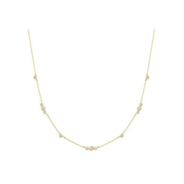 Sterling Silver with Yellow Gold Plating Sparkling Bezel Cubic Zirconia Stationary Necklace Erickson Jewelers Iron Mountain, MI