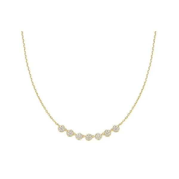 Sterling Silver Necklace with Yellow Gold Plating, Pave Multi Circle Beaded Chain Erickson Jewelers Iron Mountain, MI