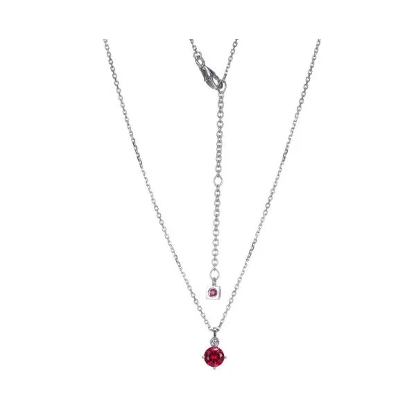 Sterling Silver Necklace with Created Ruby and Lab Grown Diamond Erickson Jewelers Iron Mountain, MI