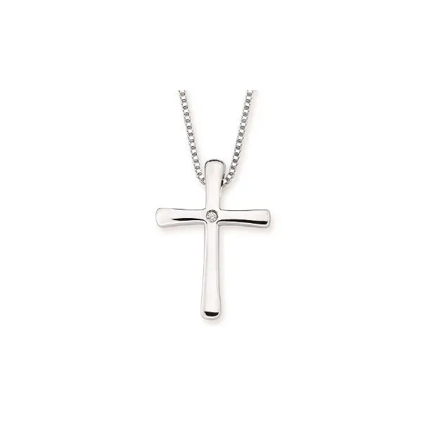Sterling Silver Diamond Cross Pendant and Chain Erickson Jewelers Iron Mountain, MI