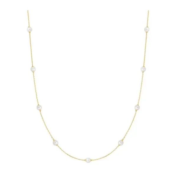 Sterling Silver Yellow Gold Plated Shell Pearl Necklace Erickson Jewelers Iron Mountain, MI