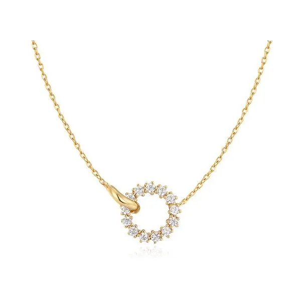 Sterling Silver and Yellow Gold Plated Pave Cubic Zirconia Circles Necklace Erickson Jewelers Iron Mountain, MI