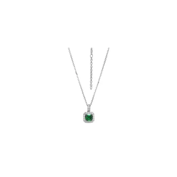 Sterling Silver Cubic Zirconia Halo Pendant Necklace Erickson Jewelers Iron Mountain, MI