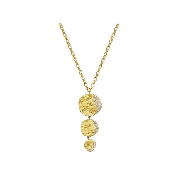 Sterling Silver Yellow Gold Plated Textured Circle Pendant Necklace Erickson Jewelers Iron Mountain, MI
