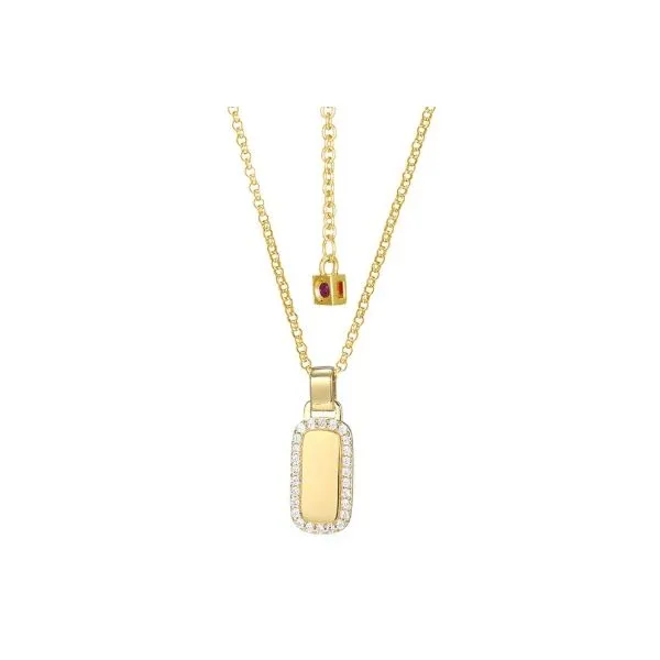 Sterling Silver with Yellow Gold Plated Tag Pendant Necklace Erickson Jewelers Iron Mountain, MI
