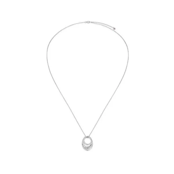 Sterling Silver Swirly Cubic Zirconia Pendant Necklace Erickson Jewelers Iron Mountain, MI