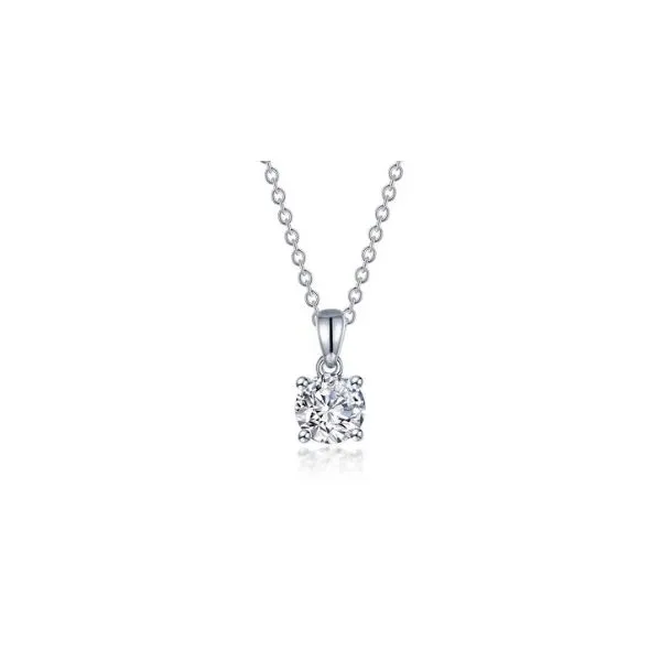Sterling Silver Cubic Zirconia Solitaire Pendant Necklace Erickson Jewelers Iron Mountain, MI