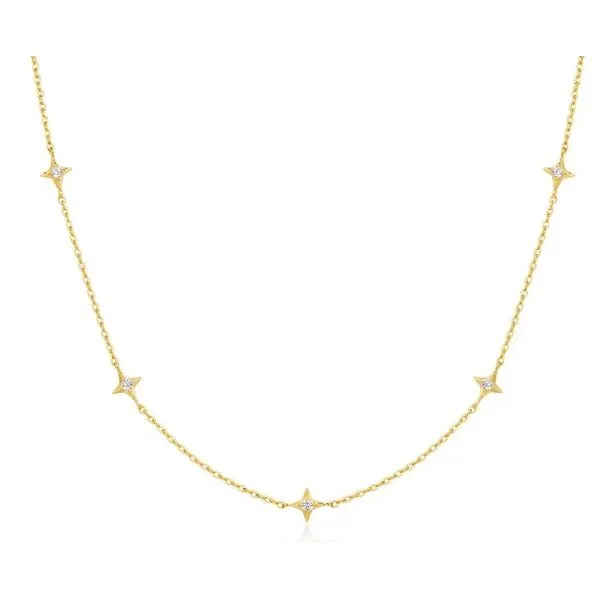 Sterling Silver Yellow Gold Plated CZ Stars Necklace Erickson Jewelers Iron Mountain, MI