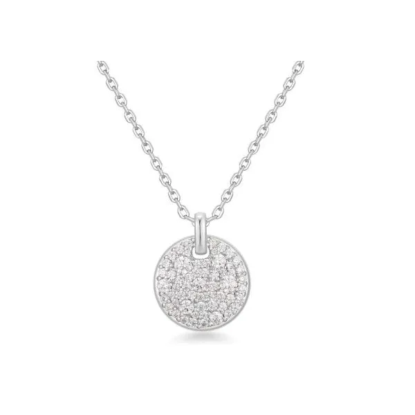 Sterling Silver Cubic Zirconia Disk Pendant Necklace Erickson Jewelers Iron Mountain, MI