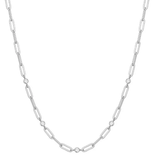 Sterling Silver Cubic Zirconia Bezel Set Station Necklace Erickson Jewelers Iron Mountain, MI