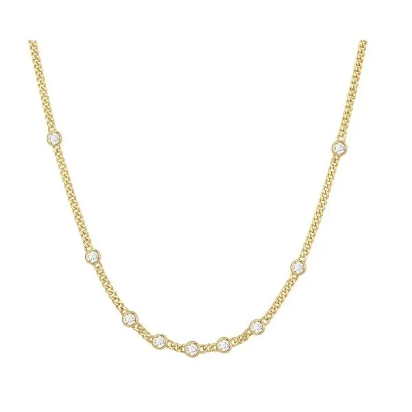 Sterling Silver Yellow Gold Multi Round Cubic Zirconia Necklace Erickson Jewelers Iron Mountain, MI