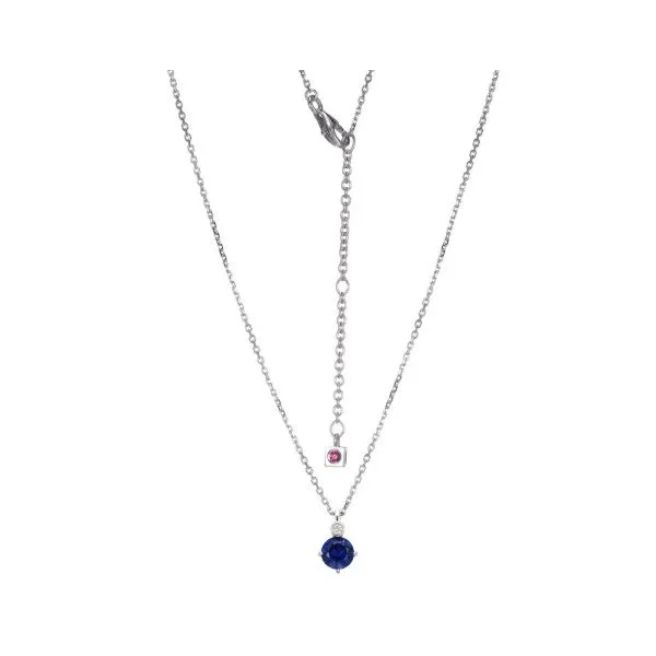Sterling Silver Sapphire & Diamond Pendant Necklace Erickson Jewelers Iron Mountain, MI