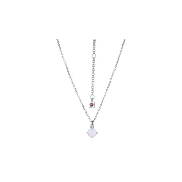 Sterling Silver Created Opal and Diamond Pendant Necklace Erickson Jewelers Iron Mountain, MI