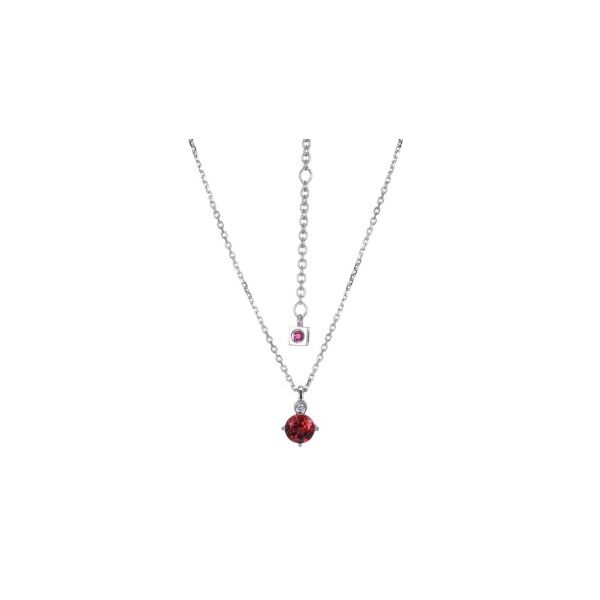 Sterling Silver Garnet and Lab Grown Diamond Pendant Necklace Erickson Jewelers Iron Mountain, MI