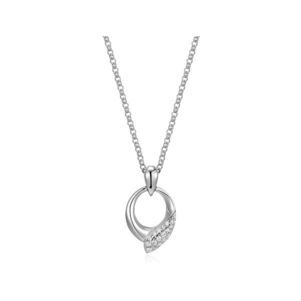 Sterling Silver Cubic Zirconia Circle Pendant Necklace Erickson Jewelers Iron Mountain, MI