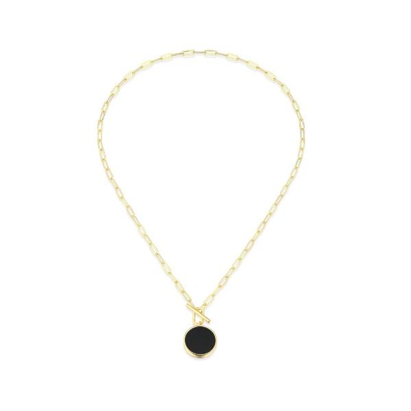 Sterling Silver Yellow Gold Plated Onyx Pendant Necklace Erickson Jewelers Iron Mountain, MI