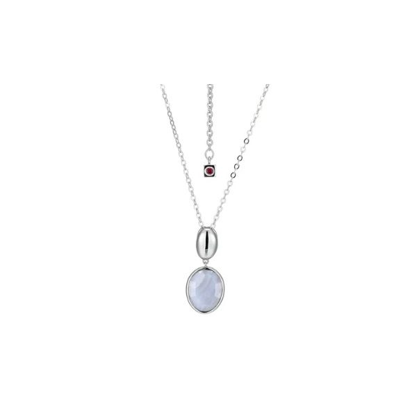 Silver Blue Lace Agate Pendant Necklace Erickson Jewelers Iron Mountain, MI