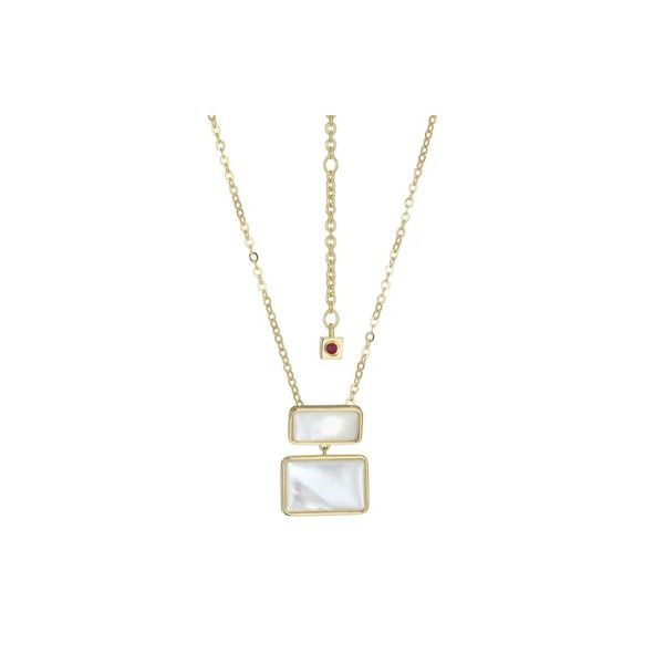 Silver Double Mother of Pearl Pendant Necklace Erickson Jewelers Iron Mountain, MI