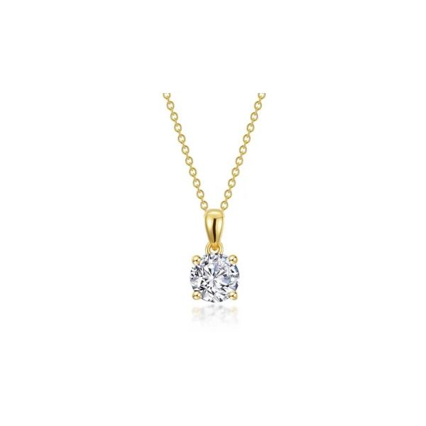 Sterling Silver Yellow Gold Plated Solitaire Pendant Necklace Erickson Jewelers Iron Mountain, MI