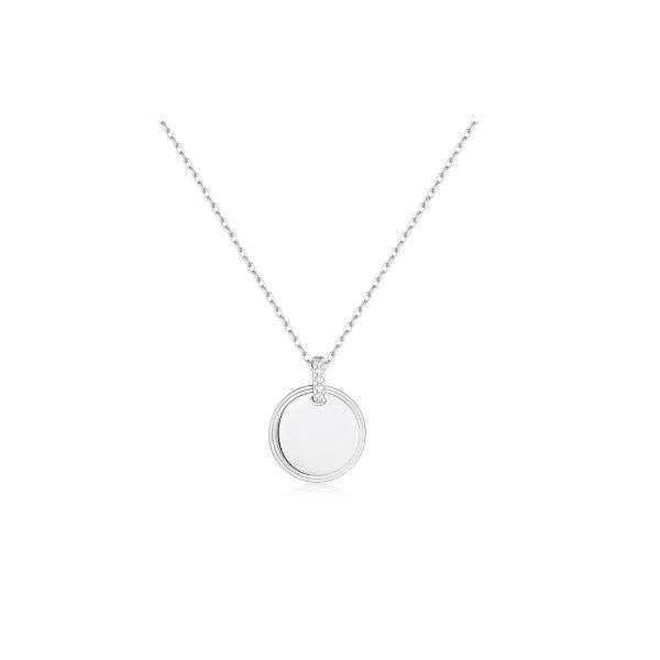 Silver Round Disc Pendant Necklace Erickson Jewelers Iron Mountain, MI