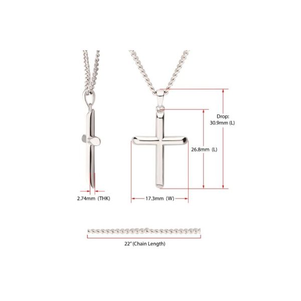 Sterling Silver Men's Cross Pendant Necklace Image 2 Erickson Jewelers Iron Mountain, MI