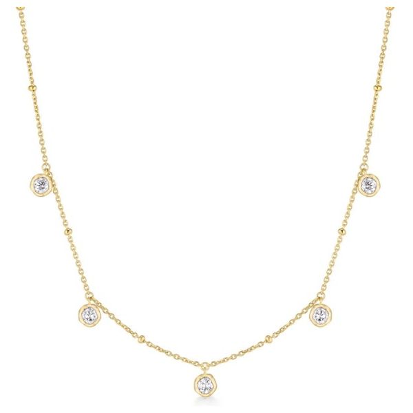 Sterling Silver Molten Bezel Set Droplet Station Necklace Erickson Jewelers Iron Mountain, MI