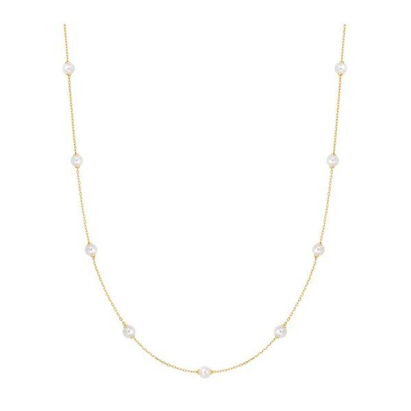 Sterling Silver Yellow Gold Plated Shell Pearl Stationary Necklace Erickson Jewelers Iron Mountain, MI