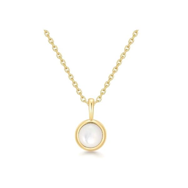 Silver Necklace with Mother of Pearl Sparkle Pendant Erickson Jewelers Iron Mountain, MI