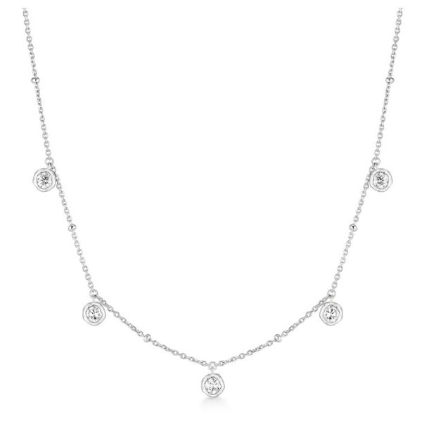SILVER MOLTEN BEZEL SET DROPLET STATION ADJ NECKLACE Erickson Jewelers Iron Mountain, MI