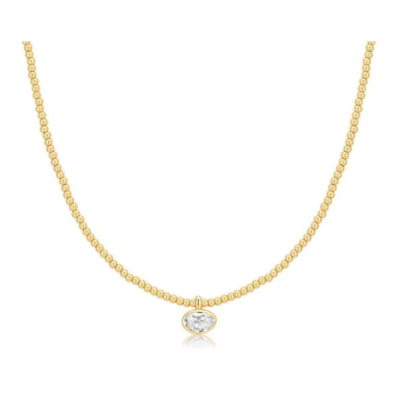 Sterling Silver Yellow Gold Plated Bolo Organic Pebble CZ Necklace Erickson Jewelers Iron Mountain, MI