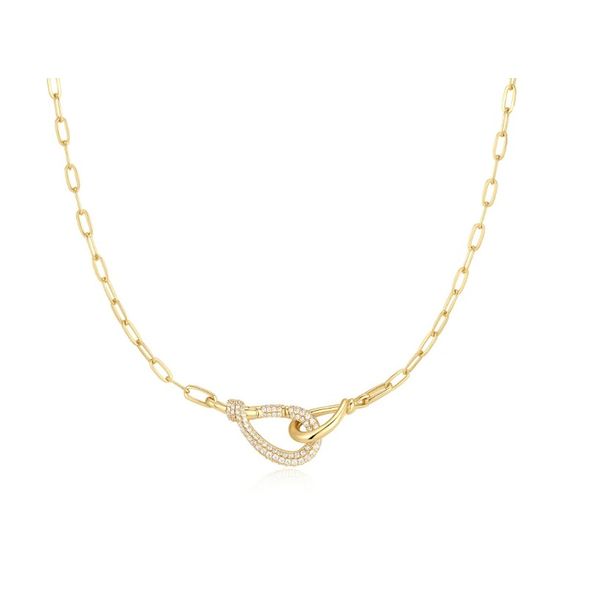 Sterling Silver Yellow Gold Plated Pave Cubic Zirconia Necklace Erickson Jewelers Iron Mountain, MI