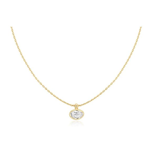 Sterling Silver Yellow Gold Plated Cubic Zirconia Bezel Set Necklace Erickson Jewelers Iron Mountain, MI