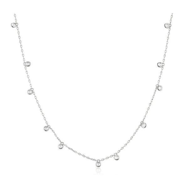 Sterling Silver Bezel Cubic Zirconia Droplet Necklace Erickson Jewelers Iron Mountain, MI