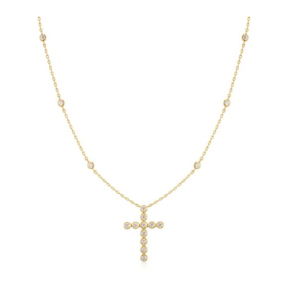 Sterling Silver Cubic Zirconia Cross Necklace Erickson Jewelers Iron Mountain, MI