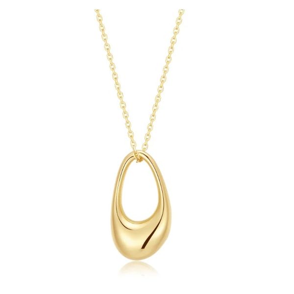 Sterling Silver Yellow Gold Plated Organic Pebble Drop Necklace Erickson Jewelers Iron Mountain, MI