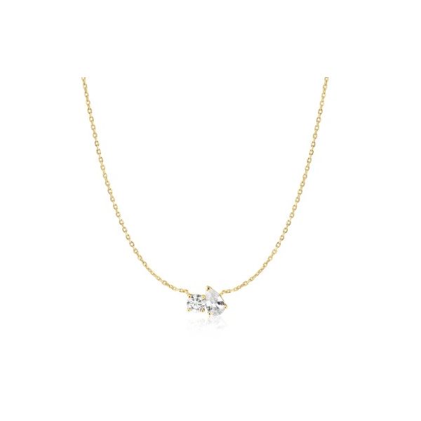 Sterling Silver Yellow Gold Plated Cubic Zirconia Adjustable Necklace Erickson Jewelers Iron Mountain, MI
