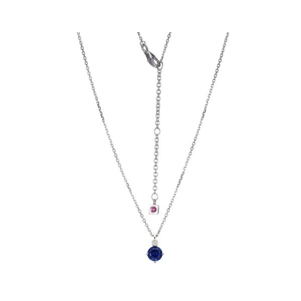 Sterling Silver Sapphire & Diamond Pendant Necklace Erickson Jewelers Iron Mountain, MI
