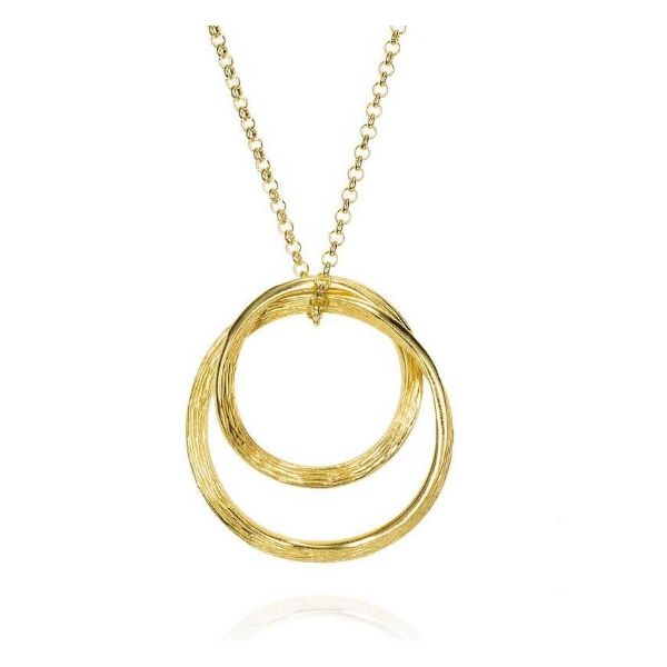 Sterling Silver Textured Circles Necklace Image 2 Erickson Jewelers Iron Mountain, MI