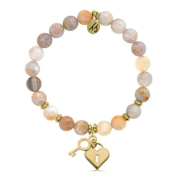 AUSTRALIAN AGATE KEY TO MY HEART GOLD BRACELET Image 2 Erickson Jewelers Iron Mountain, MI