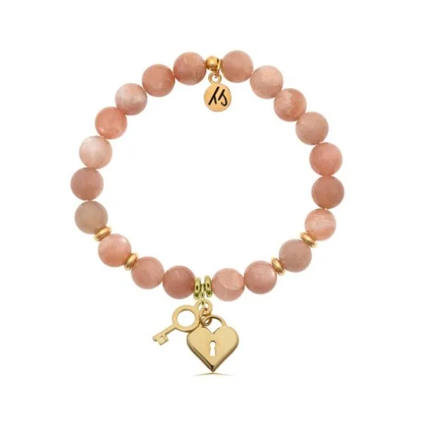 Peach Moonstone Key to My Heart Gold T. Jazelle Bracelet Erickson Jewelers Iron Mountain, MI
