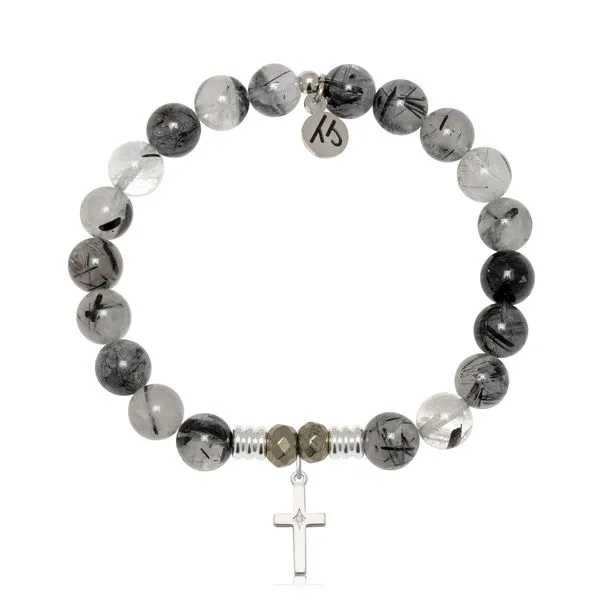 Rutilated Quartz Cross CZ T. Jazelle Bracelet Erickson Jewelers Iron Mountain, MI