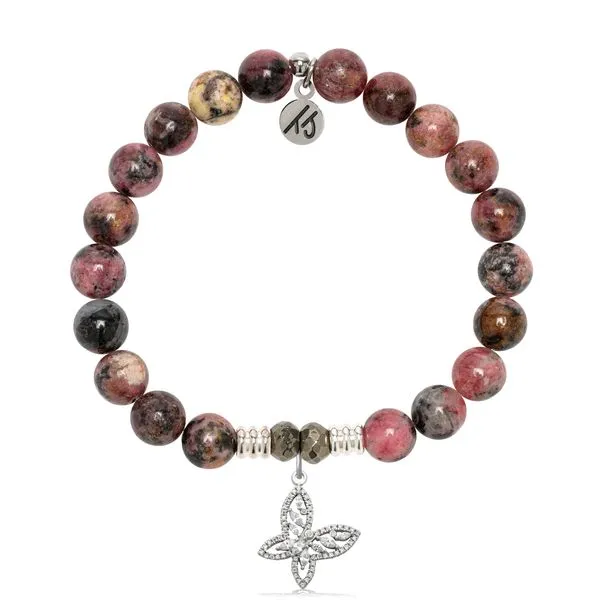 Pink Rhodonite Butterfly CZ T. Jazelle Bracelet Erickson Jewelers Iron Mountain, MI