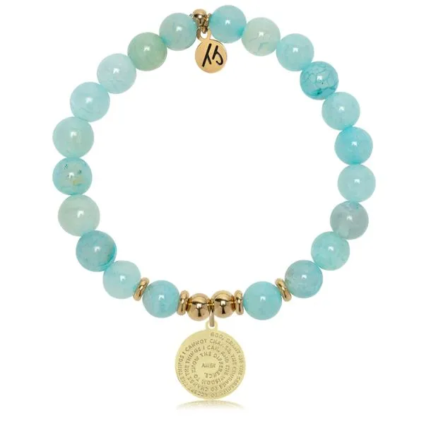 Aqua Fire Agate Serenity Prayer Gold T. Jazelle Bracelet Erickson Jewelers Iron Mountain, MI