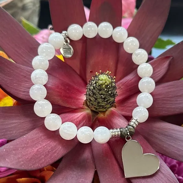 White Moonstone Personalizable Heart Charm T. Jazelle Bracelet Erickson Jewelers Iron Mountain, MI