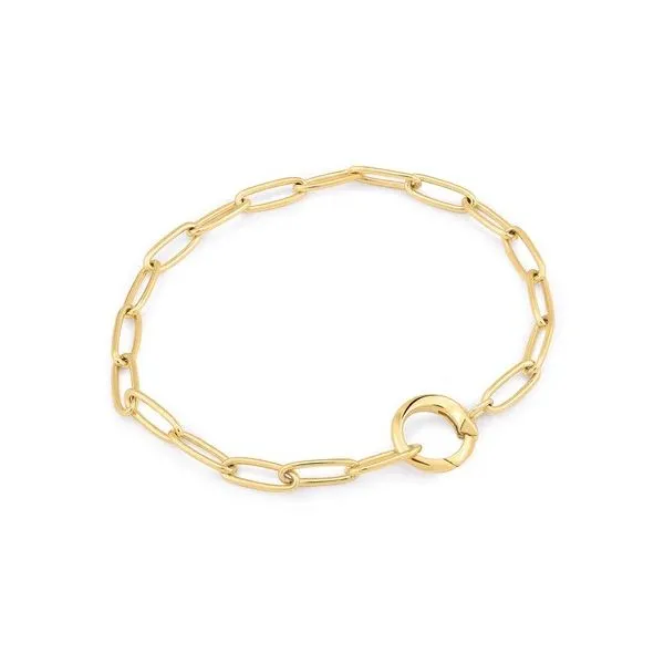 Sterling Silver and Yellow Gold Plated Link Charm Chain Connector Bracelet Erickson Jewelers Iron Mountain, MI