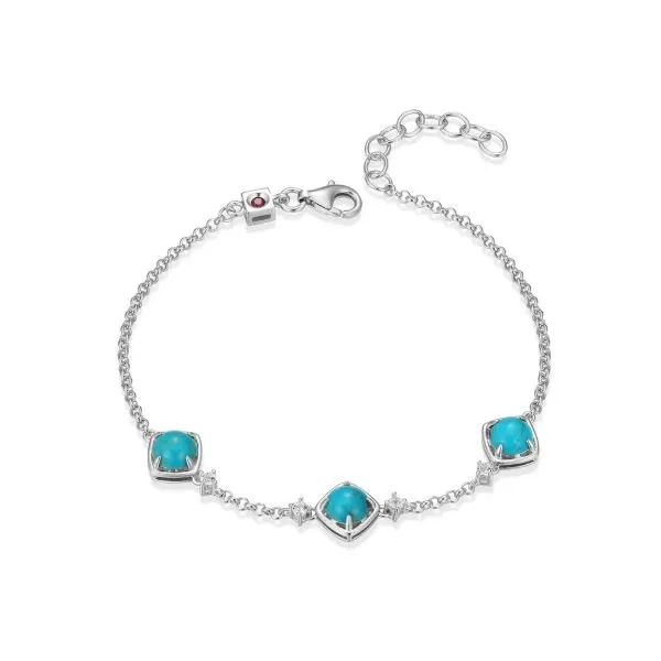 Sterling Silver Turquoise and White Topaz Bracelet Erickson Jewelers Iron Mountain, MI