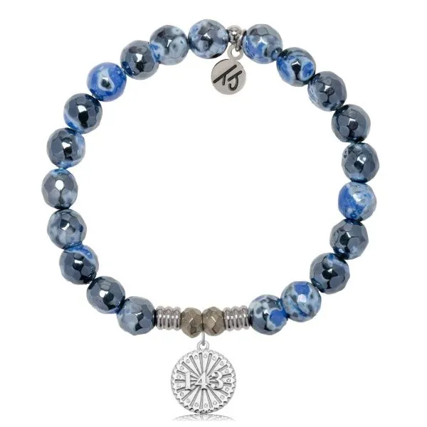 Silver Denim Blue Agate I Love You Bracelet Erickson Jewelers Iron Mountain, MI